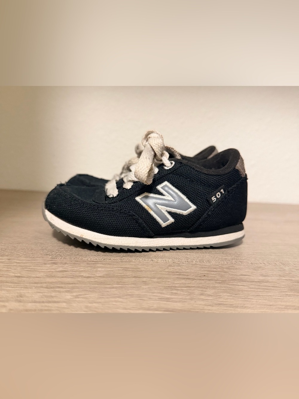 New Balance Kids Black and White 501 Lace-Up Sneakers